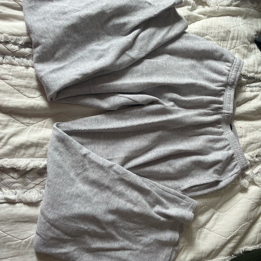 Brandy Melville Light Gray Waffle Knit Pants